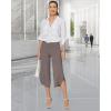 imageG4Free Capri Pants for Women Wide Leg Yoga Pants for Summer Flowy Capris Loose Casual Cropped Pants with PocketsTaupe