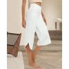 imageG4Free Capri Pants for Women Wide Leg Yoga Pants for Summer Flowy Capris Loose Casual Cropped Pants with PocketsWhite