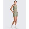 imageG4Free Comfy Ribbed Womens Shorts Dressy Casual High Waisted Athletic Lounge Trouser Shorts with Side PocketsGray Olive