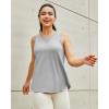 imageG4Free Lightweight Racerback Workout Tank Tops for Women High Neck Athletic Long Tanks Fast Dry Sleeveless Running ShirtsLight Gray