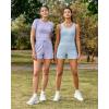 imageG4Free Ribbed Stretchy Womens Shorts Casual High Waisted Athletic Running Golf Lounge Shorts with PocketsBlue Willow