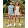 imageG4Free Ribbed Stretchy Womens Shorts Casual High Waisted Athletic Running Golf Lounge Shorts with PocketsLight Khaki