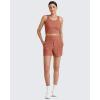 imageG4Free Workout Tank Tops for Women Slim Fitted U Neck Ribbed Athletic Gym Yoga Cropped Tanks Summer CasualBurnt Orange