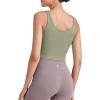 imageG4Free Workout Tank Tops for Women Slim Fitted U Neck Ribbed Athletic Gym Yoga Cropped Tanks Summer CasualGray Olive
