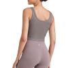 imageG4Free Workout Tank Tops for Women Slim Fitted U Neck Ribbed Athletic Gym Yoga Cropped Tanks Summer CasualTaupe