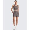 imageG4Free Workout Tank Tops for Women Slim Fitted U Neck Ribbed Athletic Gym Yoga Cropped Tanks Summer CasualTaupe