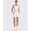 imageG4Free Workout Tank Tops for Women Slim Fitted U Neck Ribbed Athletic Gym Yoga Cropped Tanks Summer CasualWhite