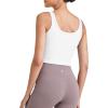imageG4Free Workout Tank Tops for Women Slim Fitted U Neck Ribbed Athletic Gym Yoga Cropped Tanks Summer CasualWhite