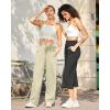 imageG4Free Yoga Pants Women Wide Leg Pants with Pockets High Waist Stretch Dress Casual Sweatpants PetiteRegularTallApricot