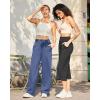 imageG4Free Yoga Pants Women Wide Leg Pants with Pockets High Waist Stretch Dress Casual Sweatpants PetiteRegularTallDemin Blue
