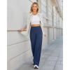imageG4Free Yoga Pants Women Wide Leg Pants with Pockets High Waist Stretch Dress Casual Sweatpants PetiteRegularTallNavy Heather