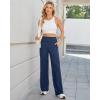 imageG4Free Yoga Pants Women Wide Leg Pants with Pockets High Waist Stretch Dress Casual Sweatpants PetiteRegularTallNavy Heather