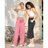 imageG4Free Yoga Pants Women Wide Leg Pants with Pockets High Waist Stretch Dress Casual Sweatpants PetiteRegularTallPink