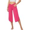 imageG4Free Capri Pants for Women Wide Leg Yoga Pants for Summer Flowy Capris Loose Casual Cropped Pants with PocketsHot Pink