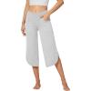 imageG4Free Capri Pants for Women Wide Leg Yoga Pants for Summer Flowy Capris Loose Casual Cropped Pants with PocketsLight Grey