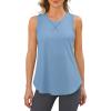 imageG4Free Lightweight Racerback Workout Tank Tops for Women High Neck Athletic Long Tanks Fast Dry Sleeveless Running ShirtsBlue Gray