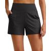 imageG4Free Ribbed Stretchy Womens Shorts Casual High Waisted Athletic Running Golf Lounge Shorts with PocketsBlack