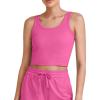 imageG4Free Workout Tank Tops for Women Slim Fitted U Neck Ribbed Athletic Gym Yoga Cropped Tanks Summer CasualHot Pink