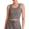 imageG4Free Workout Tank Tops for Women Slim Fitted U Neck Ribbed Athletic Gym Yoga Cropped Tanks Summer CasualTaupe