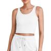 imageG4Free Workout Tank Tops for Women Slim Fitted U Neck Ribbed Athletic Gym Yoga Cropped Tanks Summer CasualWhite