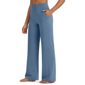 imageG4Free BareFeel Yoga Pants Women Wide Leg Pants with Pockets High Waisted Comfortable Soft Casual Pants 29quot31quot33quotBlue Gray
