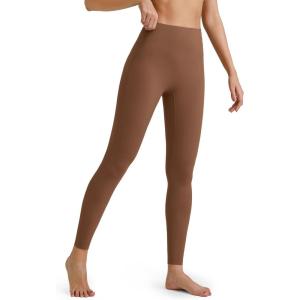 imageG4Free BareFeel Yoga Pants for Women Seamless Waistband Yoga Leggings Workout Biker Leggings with Pockets 25quot 27quot 29quotDark Coffee