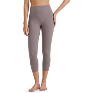 imageG4Free BareFeel Yoga Pants for Women Seamless Waistband Yoga Leggings Workout Biker Leggings with Pockets 25quot 27quot 29quotTaupe