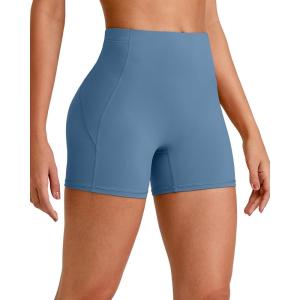 imageG4Free Barefeel Biker Shorts Women Tummy Control High Waisted No Front Seam Workout Gym Shorts with Pockets 4quot 6quot 8quotBlue Gray