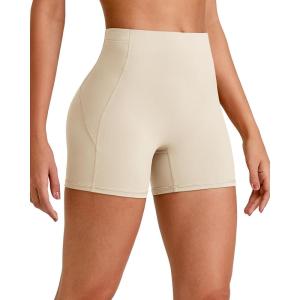 imageG4Free Barefeel Biker Shorts Women Tummy Control High Waisted No Front Seam Workout Gym Shorts with Pockets 4quot 6quot 8quotLight Khaki