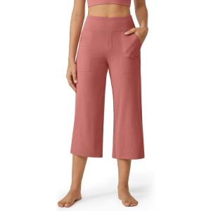 imageG4Free Capri Pants for Women Wide Leg Yoga Dress Cropped Pants Capri Leggings with Pockets for Casual SummerCameo