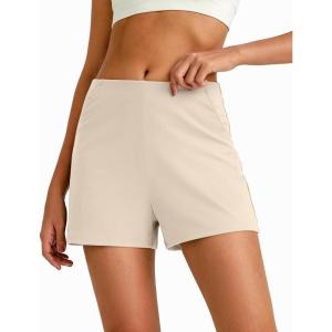 imageG4Free Casual Shorts for Women 3 Athletic Shorts Elastic Waist Running Shorts Summer Shorts with PocketsLight Khaki