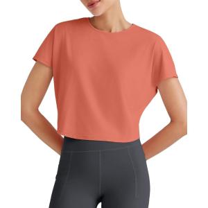 imageG4Free Lightbreeze Womens Workout Tops Batwing Sleeve Tees Loose Fit Athletic Gym Shirts Basic Yoga Tshirts Casual SummerBurnt Orange