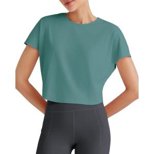 imageG4Free Lightbreeze Womens Workout Tops Batwing Sleeve Tees Loose Fit Athletic Gym Shirts Basic Yoga Tshirts Casual SummerMyrtle Green