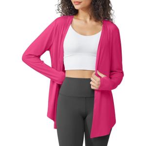 imageG4Free Lightweight Cardigans for Women UPF 50 Long Sleeve Sun Shirts Open Front Summer Cover Ups UV ProtectionHot Pink