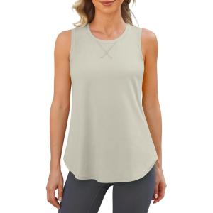 imageG4Free Lightweight Racerback Workout Tank Tops for Women High Neck Athletic Long Tanks Fast Dry Sleeveless Running ShirtsMushroom