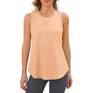 imageG4Free Lightweight Racerback Workout Tank Tops for Women High Neck Athletic Long Tanks Fast Dry Sleeveless Running ShirtsPeach Nectar