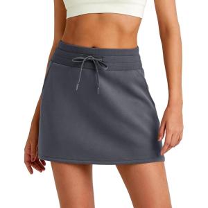imageG4Free Smoofit Sweat Skirts for Women Soft Drawstring Summer Casual Lounge Skirt with PocketsDark Grey