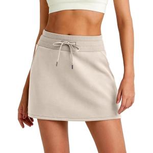 imageG4Free Smoofit Sweat Skirts for Women Soft Drawstring Summer Casual Lounge Skirt with PocketsLight Khaki