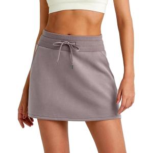 imageG4Free Smoofit Sweat Skirts for Women Soft Drawstring Summer Casual Lounge Skirt with PocketsTaupe