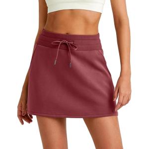 imageG4Free Smoofit Sweat Skirts for Women Soft Drawstring Summer Casual Lounge Skirt with PocketsWine