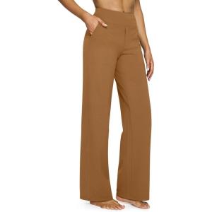 imageG4Free Yoga Pants Women Wide Leg Pants with Pockets High Waist Stretch Dress Casual Sweatpants PetiteRegularTallCoca Mocha