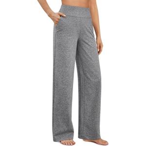 imageG4Free Yoga Pants Women Wide Leg Pants with Pockets High Waist Stretch Dress Casual Sweatpants PetiteRegularTallHeather Grey