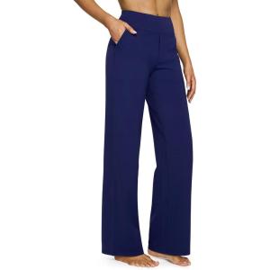 imageG4Free Yoga Pants Women Wide Leg Pants with Pockets High Waist Stretch Dress Casual Sweatpants PetiteRegularTallRoyal Blue