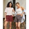 imageG4Free 2025 Trendy Shorts for Women Dressy Casual High Waisted Lounge Summer Pleated Shorts with PocketsDark Burgundy