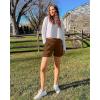 imageG4Free 2025 Trendy Shorts for Women Dressy Casual High Waisted Lounge Summer Pleated Shorts with PocketsDark Coffee