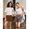 imageG4Free 2025 Trendy Shorts for Women Dressy Casual High Waisted Lounge Summer Pleated Shorts with PocketsDark Coffee