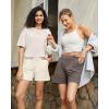 imageG4Free 2025 Trendy Shorts for Women Dressy Casual High Waisted Lounge Summer Pleated Shorts with PocketsIvory
