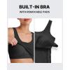 imageG4Free BareFeel Built in Bra Maternity Tank Tops with Removable Pads Ruched Sleeveless Stretchy Pregnancy Yoga Workout ShirtsBlack