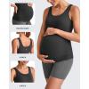 imageG4Free BareFeel Built in Bra Maternity Tank Tops with Removable Pads Ruched Sleeveless Stretchy Pregnancy Yoga Workout ShirtsBlack