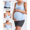 imageG4Free BareFeel Built in Bra Maternity Tank Tops with Removable Pads Ruched Sleeveless Stretchy Pregnancy Yoga Workout ShirtsLight Demin